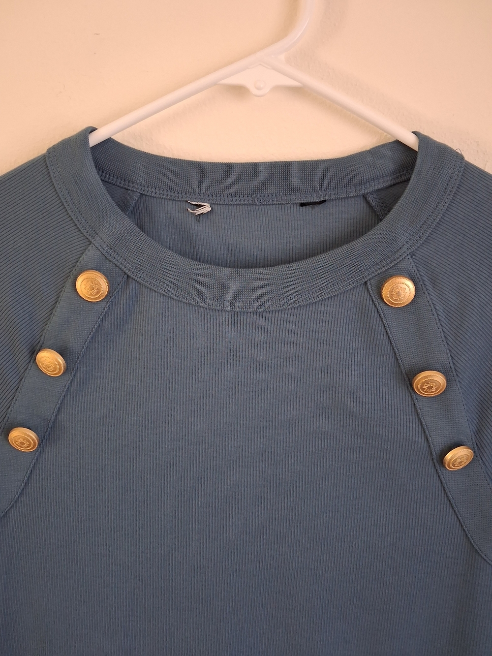 Whbm Ribbed Strech Button Long Sleeve - Picture 2 of 5